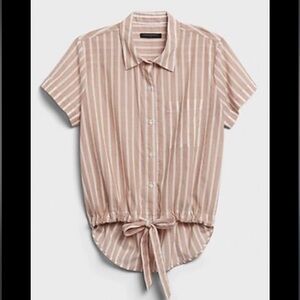 BANANA REPUBLIC STRIPED TIE-FRONT BUTTON-DOWN SHIRT